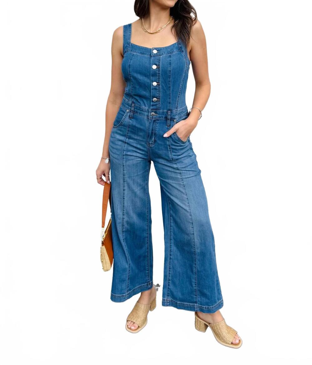 NEW TRIBAL adjustable shoulder straps wide-leg jumpsuit in amalfi coast